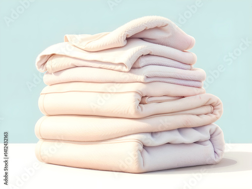 Obraz na płótnie Stack of clean white towels on a light background, symbolizing hygiene, spa, or laundry. Generative AI w salonie