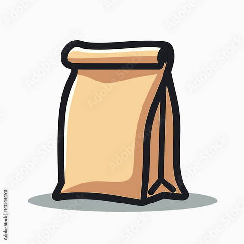brown paper bag with handle  cartoon illustration