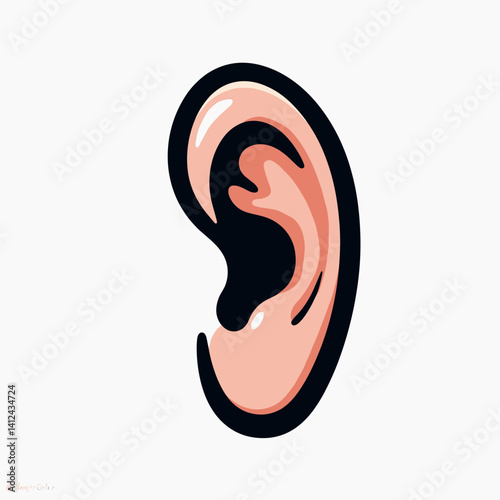 cartoon ear with pink interior  cute illustration for childrens books