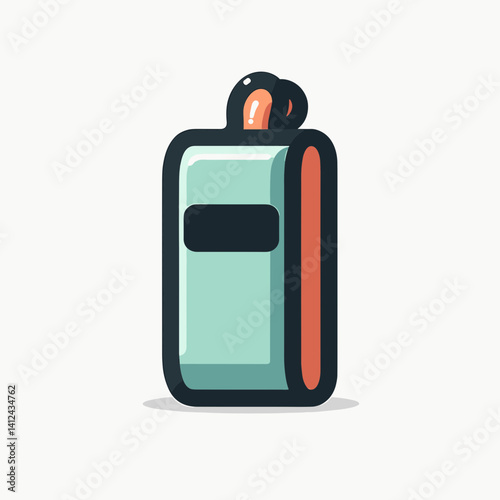cartoon battery pack with red stripe  green and orange colors