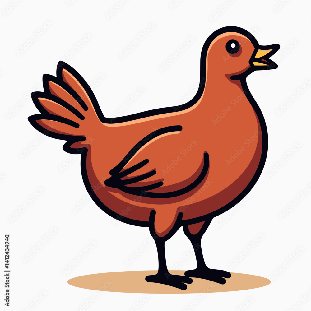 Fototapeta premium cartoon red rooster with yellow beak