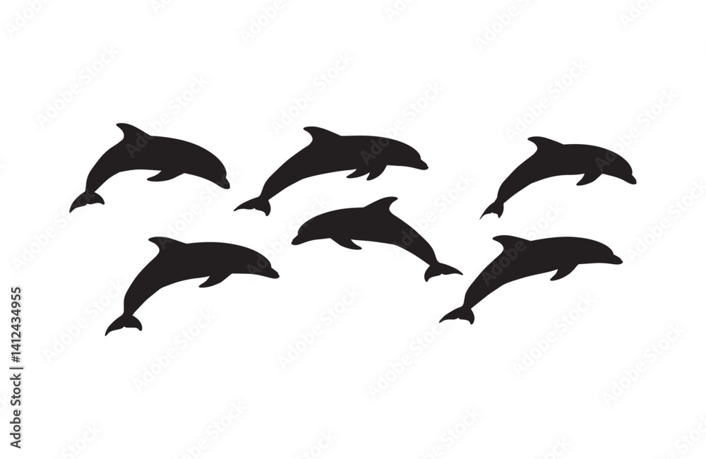 Fototapeta premium Playful aquatic theme embodied by energetic dolphin outlines