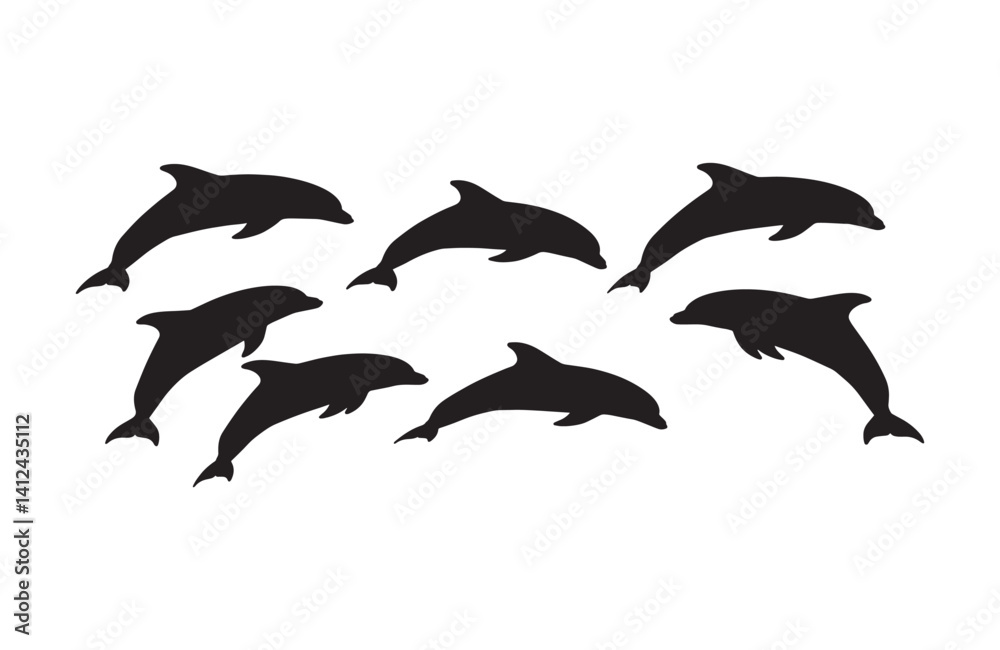 Fototapeta premium Inspirational silhouettes of dolphins showcasing aquatic wonder