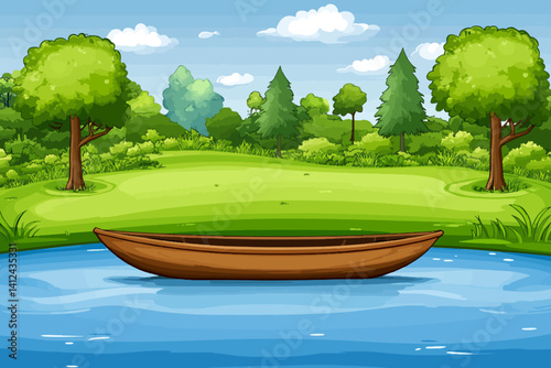 Old wooden boat in the lake