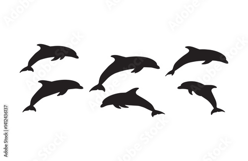 Marine life captured in artistic dolphin silhouette depictions