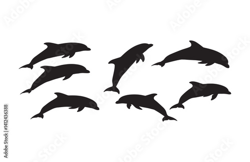 Stunning outlines of dolphins conveying marine freedom