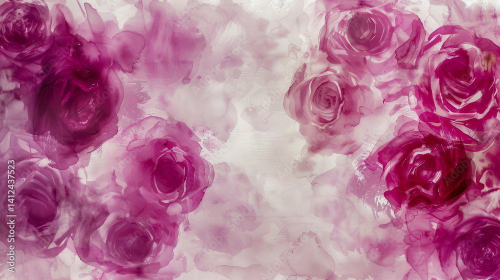 Fototapeta premium Romantic Rose Watercolor Collection