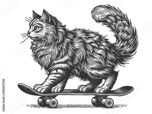 Skateboarding Cat vector illustration