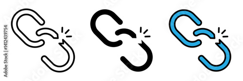 Broken link icon stroke filled and colored icon set.
