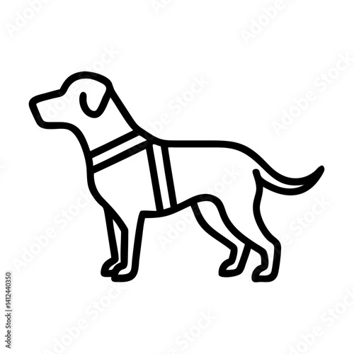 Guide dog icon with harness for visually impaired