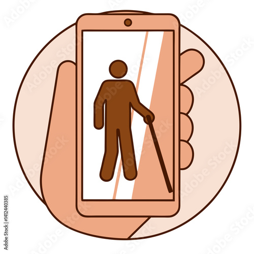 Accessibility app for blind person icon on smartphone screen