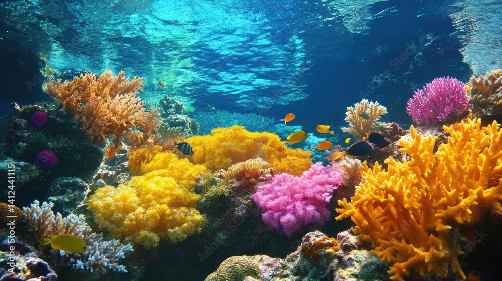 Obraz premium Underwater coral reef in a tropical environment