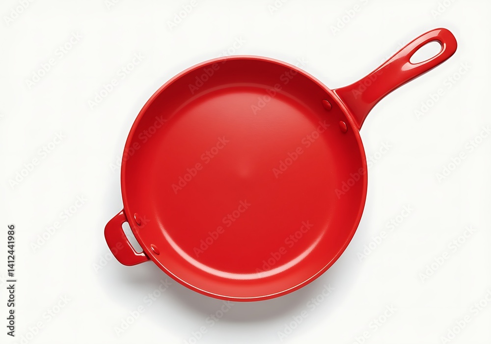 Red frying pan isolated on white Red frying pan isolated on white