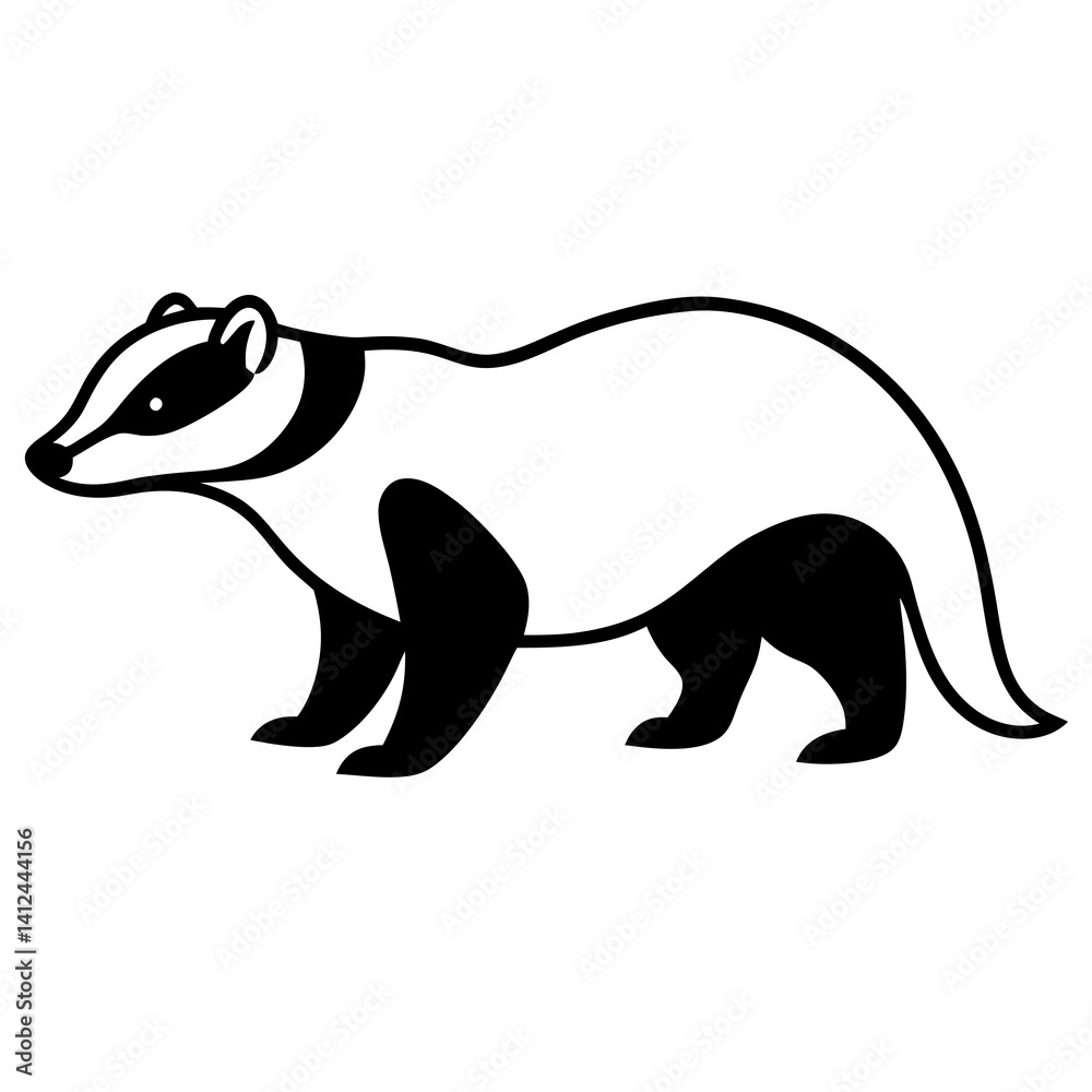 Obraz premium Clean Badger Vector Line Drawing