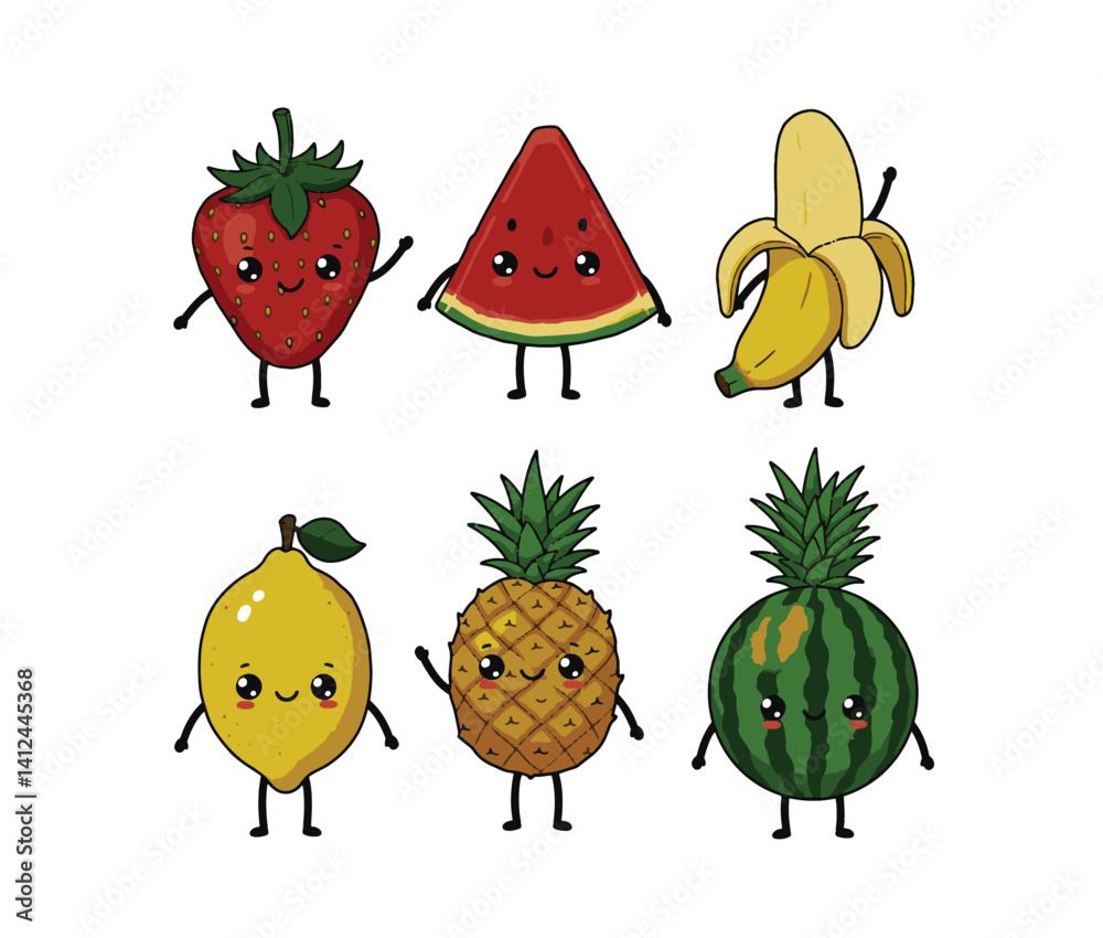 Fototapeta premium Tropical fruits come alive in an imaginative artwork scene brimming with energy color and unique personalities to enhance design projects