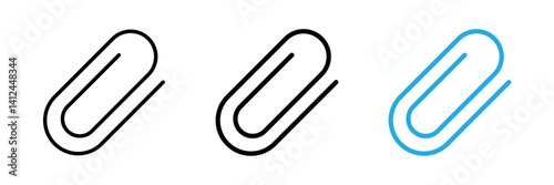 paperclip icon. Attach file or document paper clip symbol. Paperclip sign in black color stroke filled and colored icon set