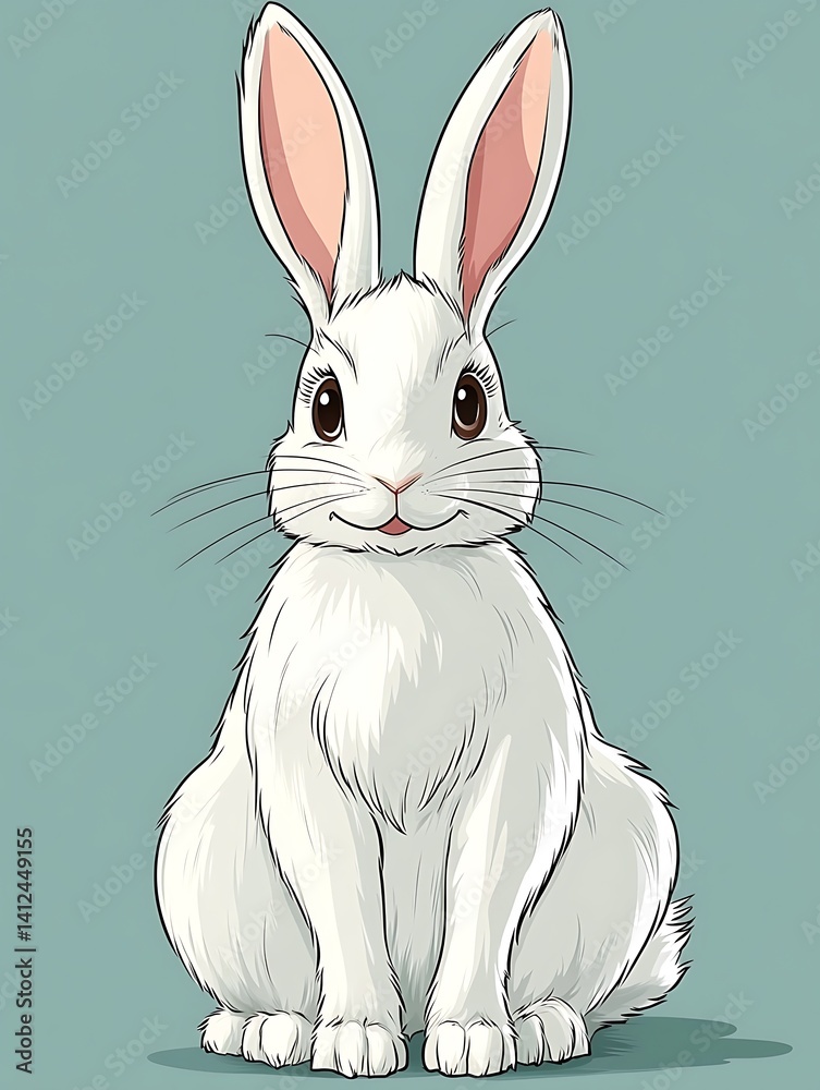 Obraz premium Cute white rabbit illustration