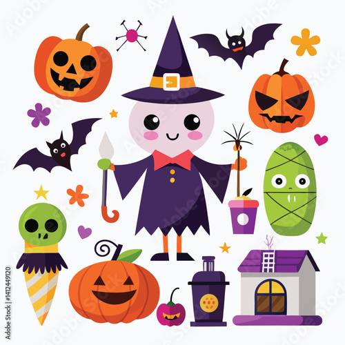Halloween parades isolated on white background