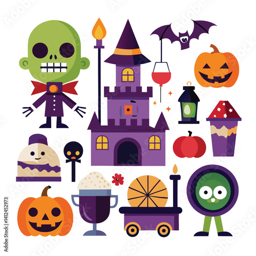 Halloween Telling scary stories isolated on white background