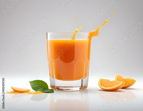 glass of juice on a white background