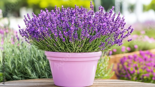 Lavender in a pink pot