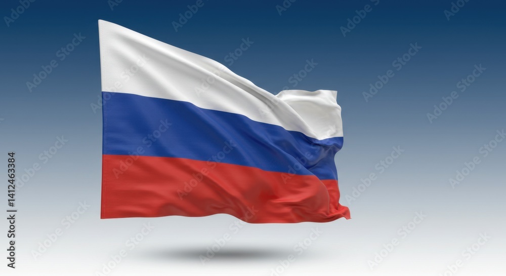 Waving Russian Flag Against a Blue Sky Background: A Stunning Display of National Pride and Patriotism Waving Russian Flag Against a Blue Sky Background: A Stunning Display of National Pride and Patriotism