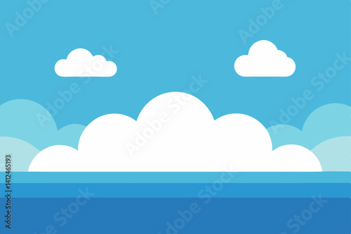 blue sky with clouds and sun