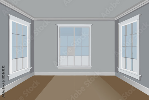 empty room with windows