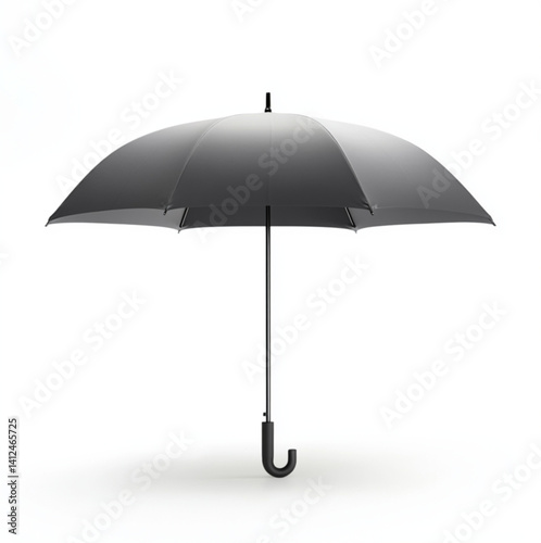 Obraz na płótnie a dark grey umbrella the handle and pole is aluminum, white background w salonie