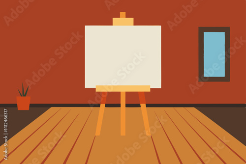art easel with blank canvas
