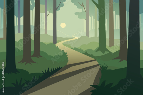 misty morning in the forest