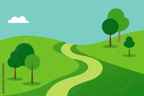 landscape with trees and road