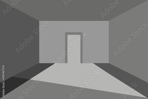 3d render of a modern building in a dark room