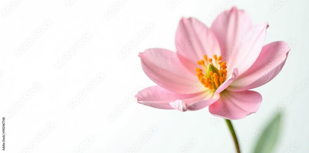 Delicate flower with slender petals on a white background, nature, isolated, petal Delicate flower with slender petals on a white background, nature, isolated, petal