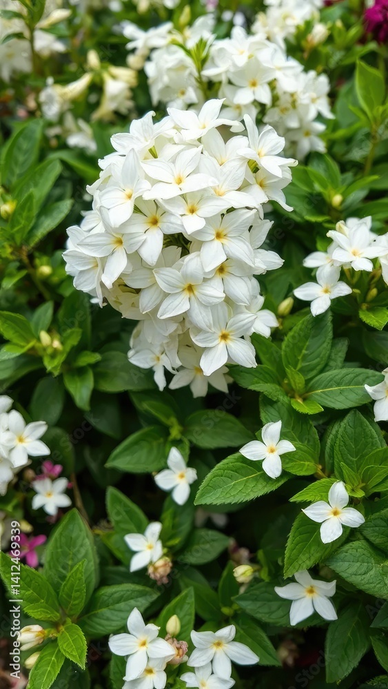 delicate white blooms surround lush green foliage, floral, flowers, garden delicate white blooms surround lush green foliage, floral, flowers, garden