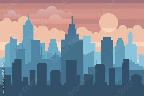 los angeles skyline at sunrise
