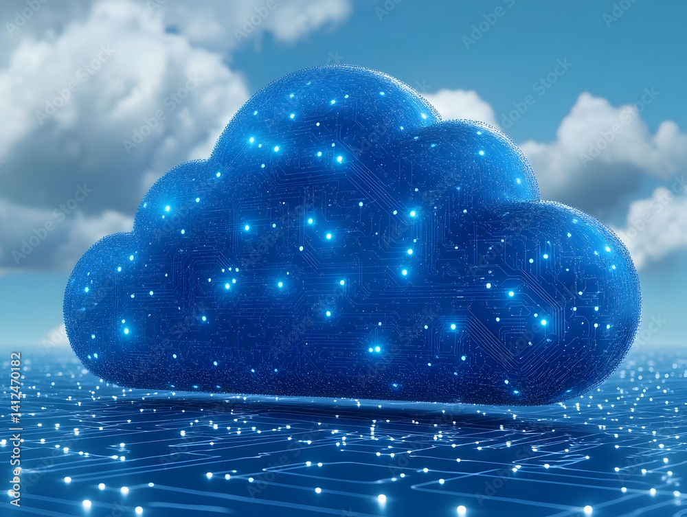 Digital Cloud 3D Illustration