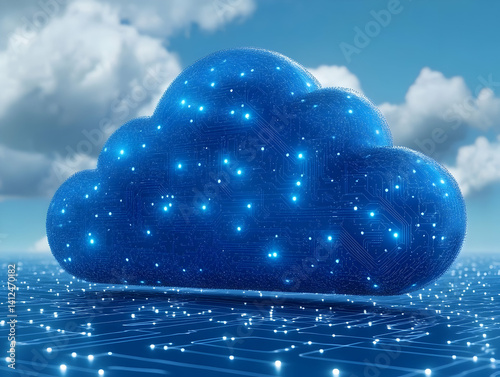 Obraz na płótnie Digital Cloud 3D Illustration w salonie