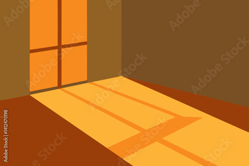 empty room with orange wall and window