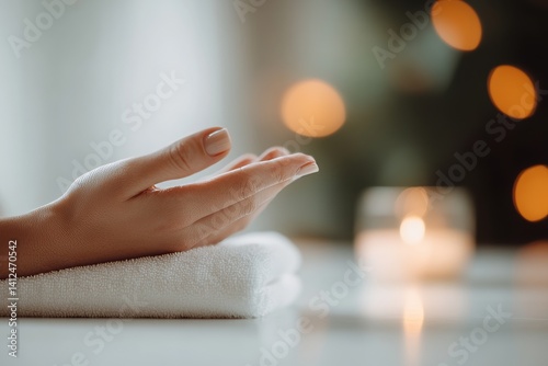 Wallpaper Mural A closeup of a manicurist filing a client's nails at a table during a spa treatment Torontodigital.ca
