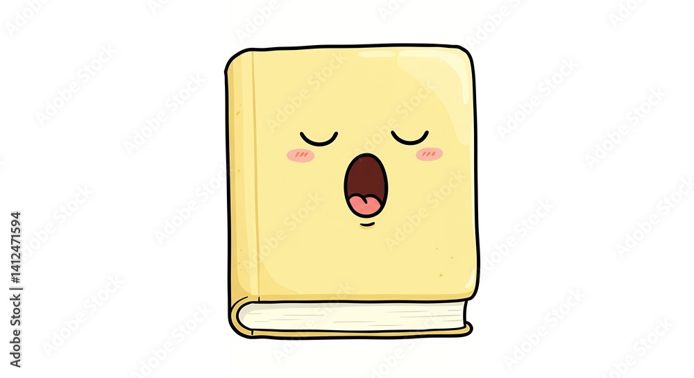 Fototapeta premium Cute yawning book character illustration