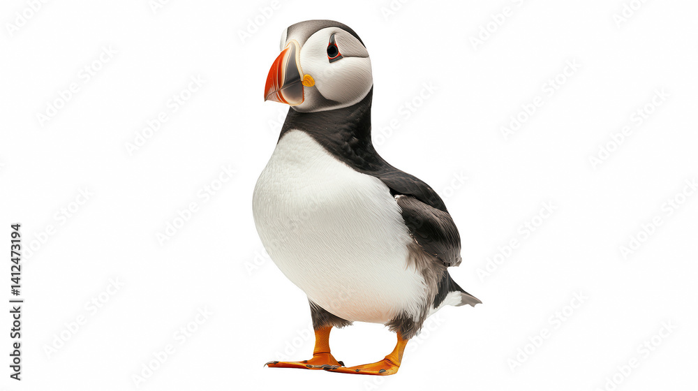 Obraz premium a bird with an orange beak standing on a transparent background, PNG image, PNG file, Generative art.