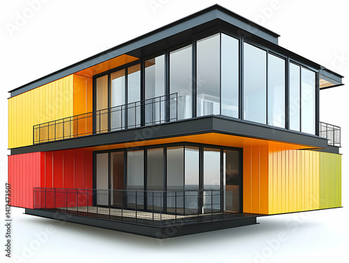 Obraz na płótnie Colorful Modern House 3D Illustration w salonie