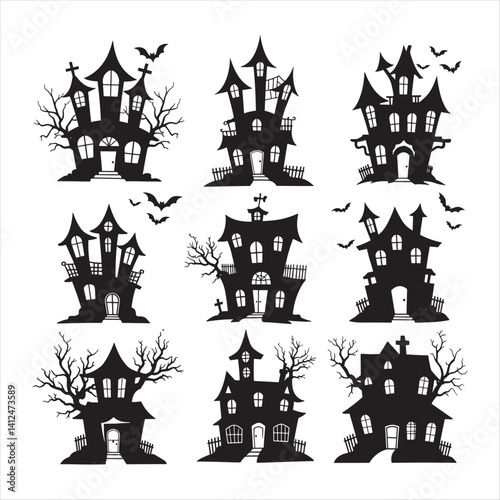 Haunted house with bats for halloween vector image 