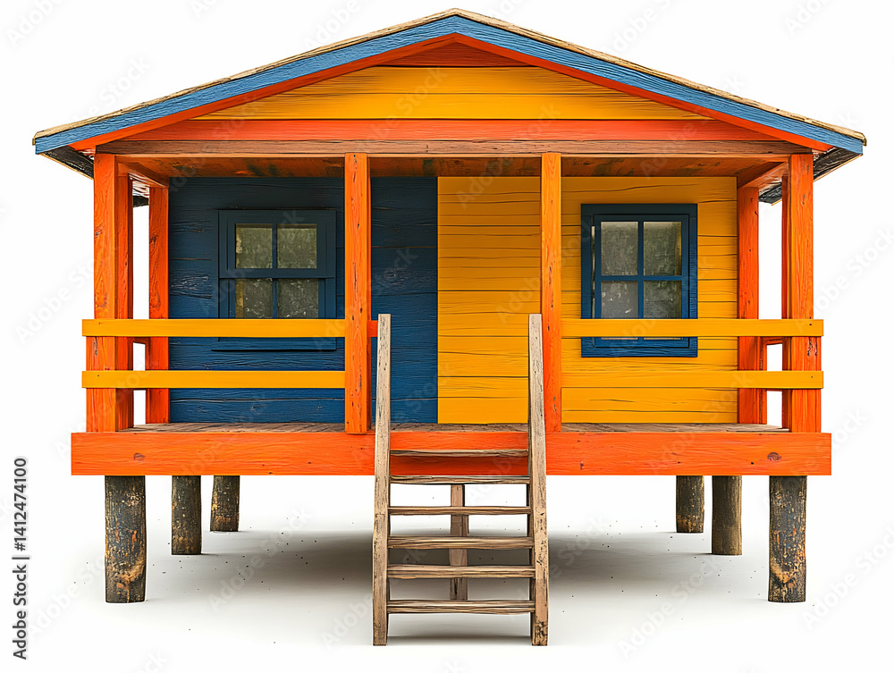 Vibrant Beach Hut 3D Illustration