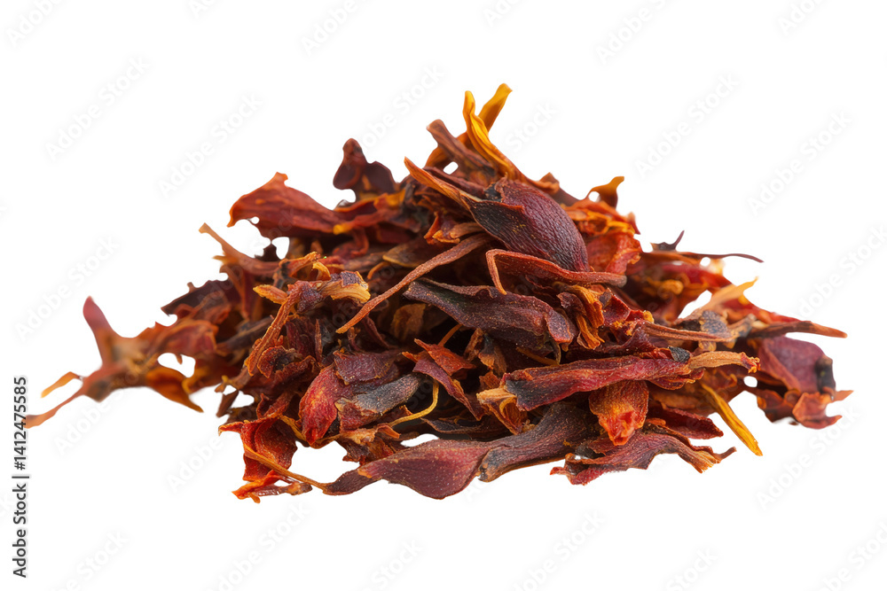 Obraz premium Dried Saffron Stamen Thread Pile with Bright Red and Yellow Shades