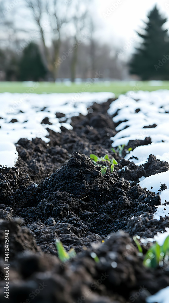 Realistic Image: Winter Soil and Snow
