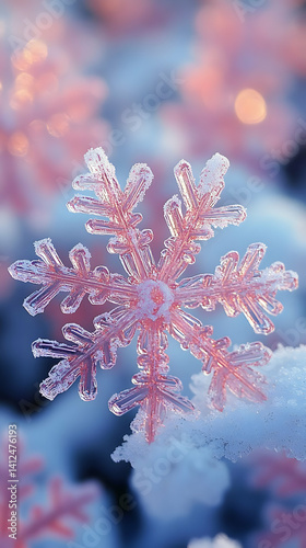 Pink Snowflake Macro Photo