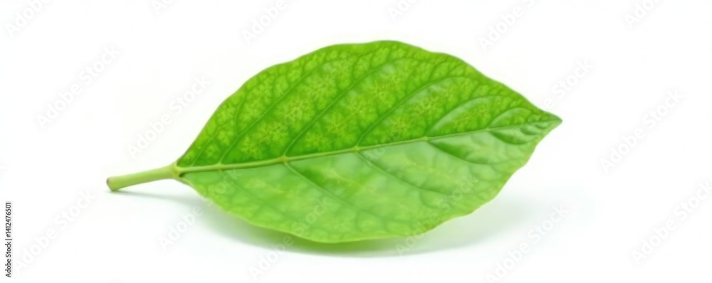 Obraz premium Single leaf isolated on white background with slight shading, solo, organic, natural elements