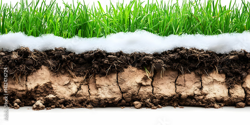 Obraz na płótnie Grass, Snow, Soil Cross-Section Illustration w salonie